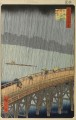 plötzliche Dusche über der shin ohashi Brücke bei atake von hundert Ausblicken auf edo Utagawa Hiroshige Ukiyoe